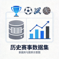 历史赛事数据集图标 - 数据库与图表示意图
